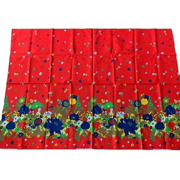 Vintage Floral Vibrant Flower Power Border Cranston Schwartz Liebman Red Blue - Picture 2 of 15